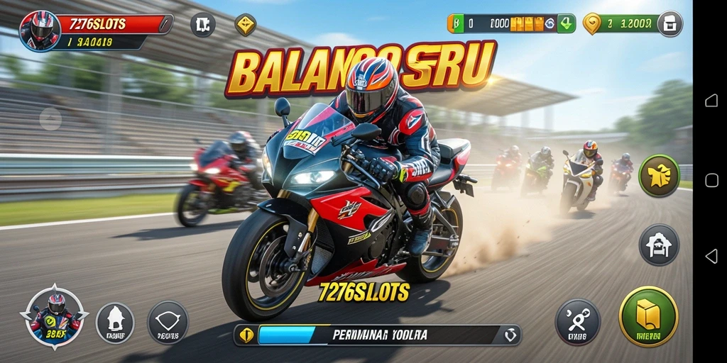 Tampilan gameplay balap motor yang mendebarkan di 7276SLOTS.