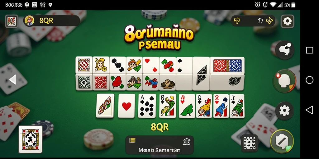Screenshot permainan domino 8QR yang menampilkan gameplay yang mendebarkan.