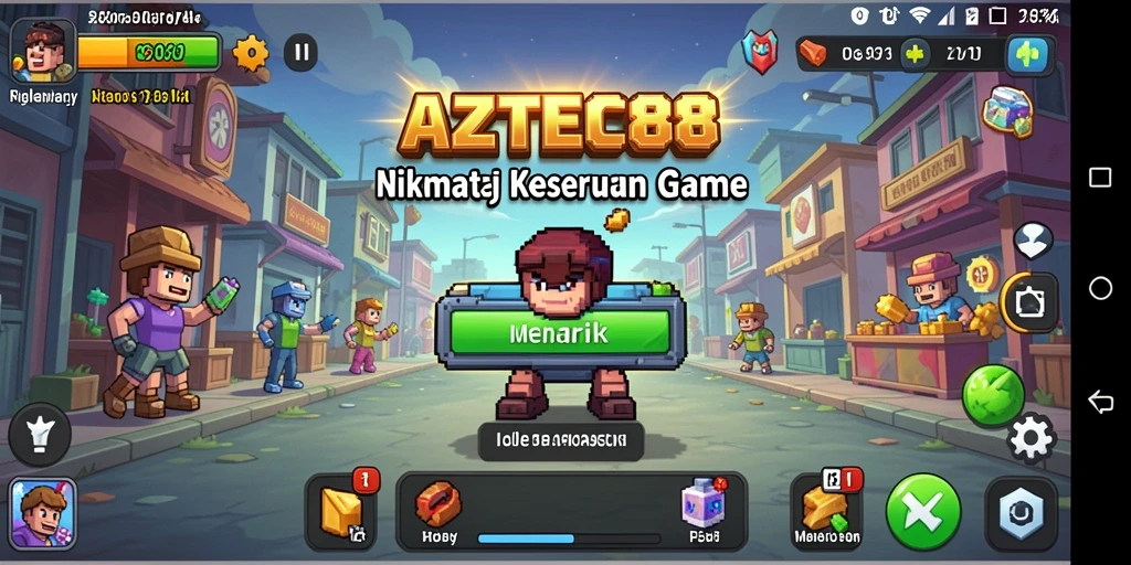 Tangkapan layar AZTEC88 menunjukkan karakter dalam aksi mengumpulkan sumber daya.