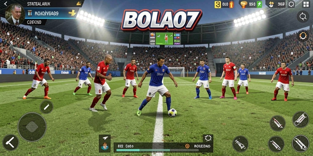 Tangkapan layar gameplay BOLA07 yang menunjukkan strategi dan taktik mendalam.
