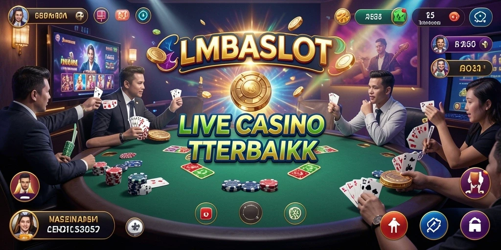 Gameplay mendebarkan di LMBASLOT dengan dealer langsung dan pengunjung lainnya.