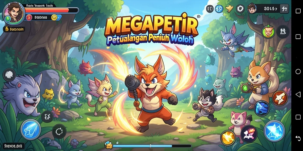 Screenshot gameplay MEGAPETIR menampilkan aksi seru di dunia Anime.