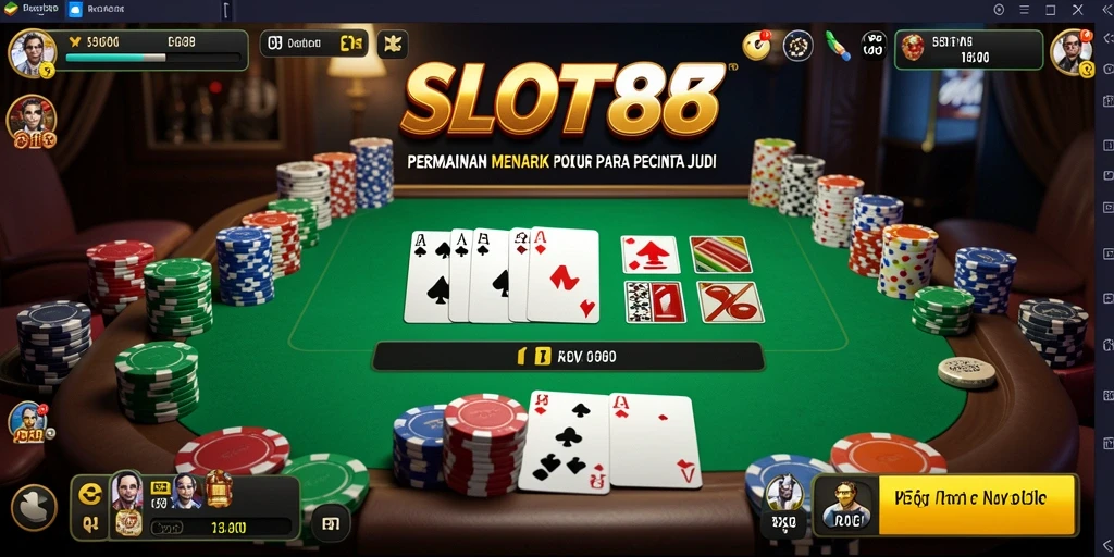 Screenshot utama SLOT88 menampilkan gameplay menarik poker online.